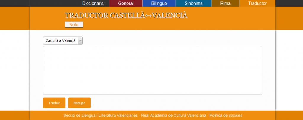 Traductor de texts Castellà a Valencià